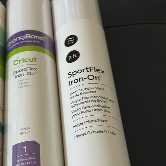 Cricut Bundle SportFlex Iron-On Heat Transfer Vinyl & Transfer Tape 3 Rolls - Picture 2 of 6